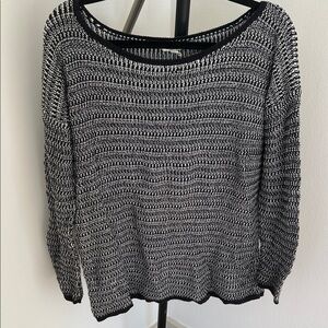 Soft Joie Black and White Crew Neck Sweater